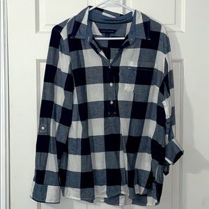 Navy and White Tommy Hilfiger Flannel